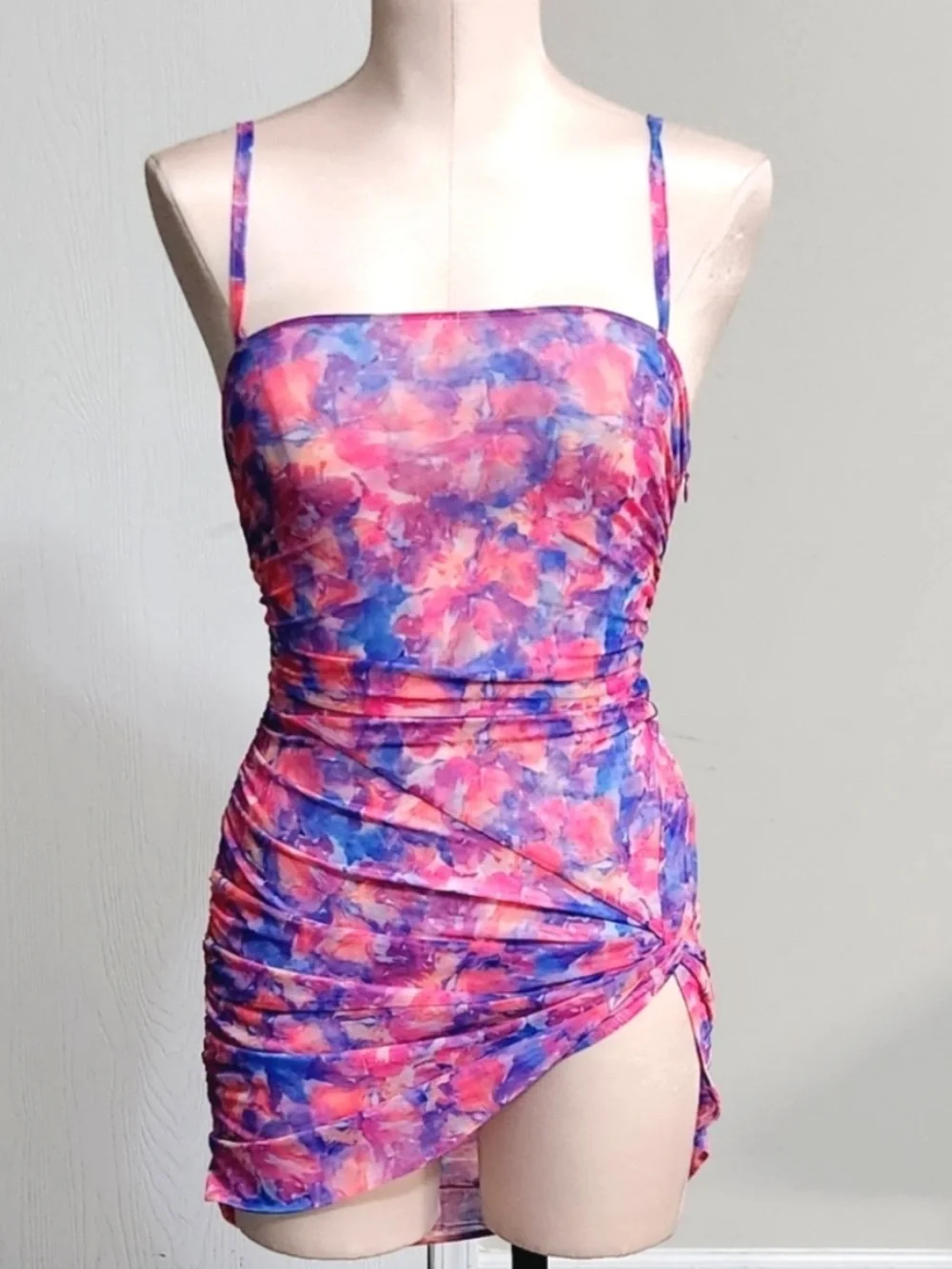 For Love & Lemons Natasha Floral Mesh Swim Cover Up Mini Dress S